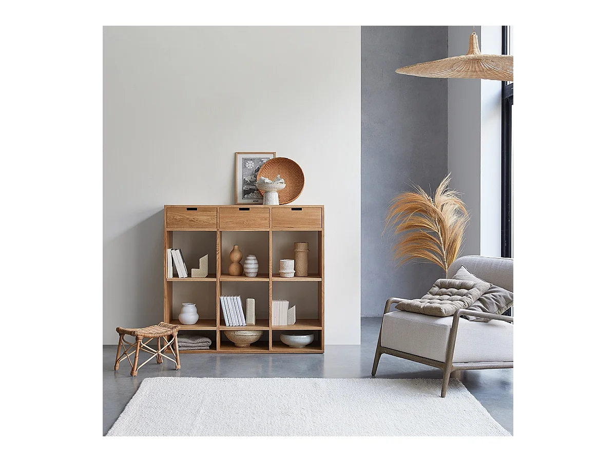 Biblioteca de madera de roble 110x120 Miho