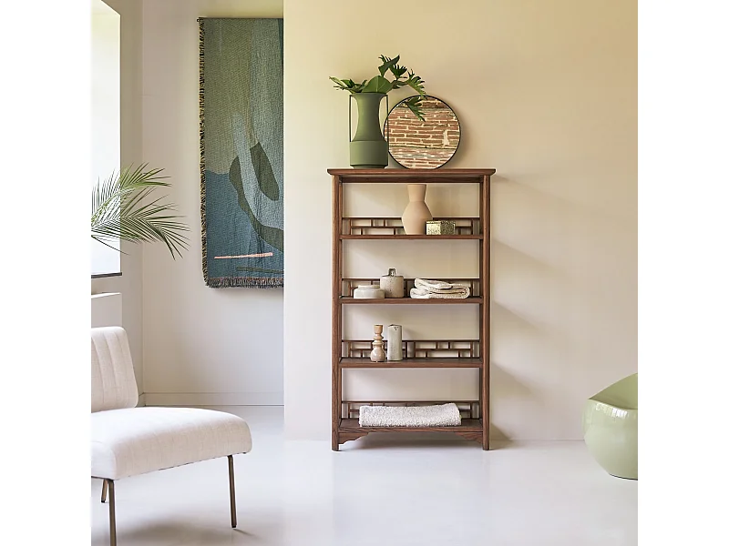 Bibliothèque en bois d'orme massif Ame