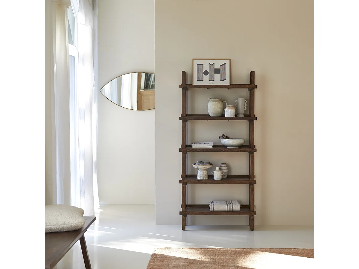 Libreria alta in legno di mango Arko