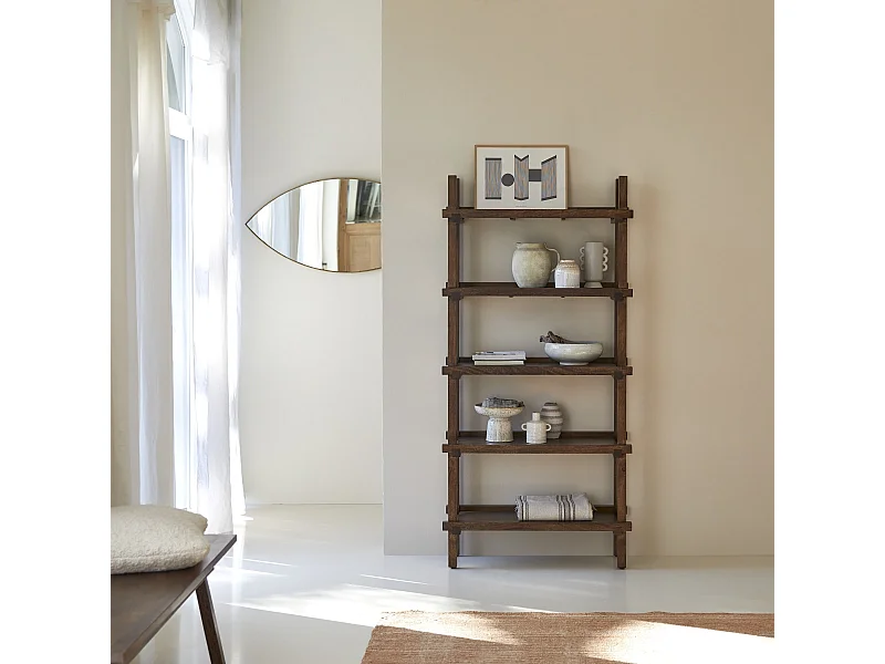 Bibliothèque haute en bois de manguier Arko