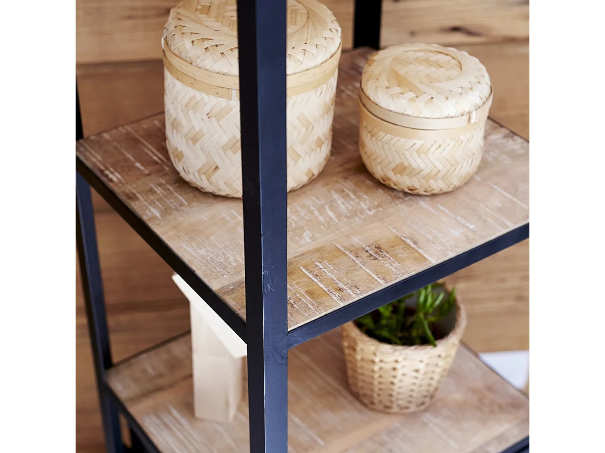 Scaffale in metallo e legno di mango 170 Industriel