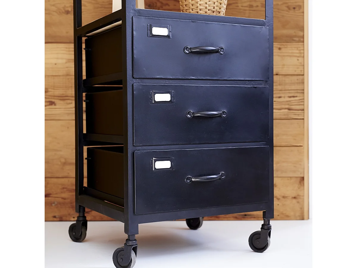 Scaffale in metallo e legno di mango 170 Industriel