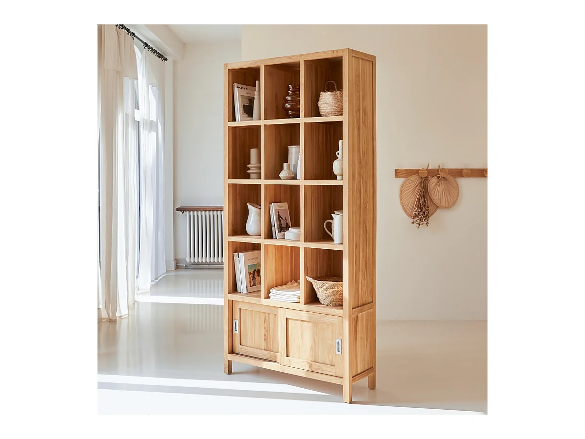 Regal Bibliothek Bücherregal Massivholz Teak Massiv Tikamoon NEU