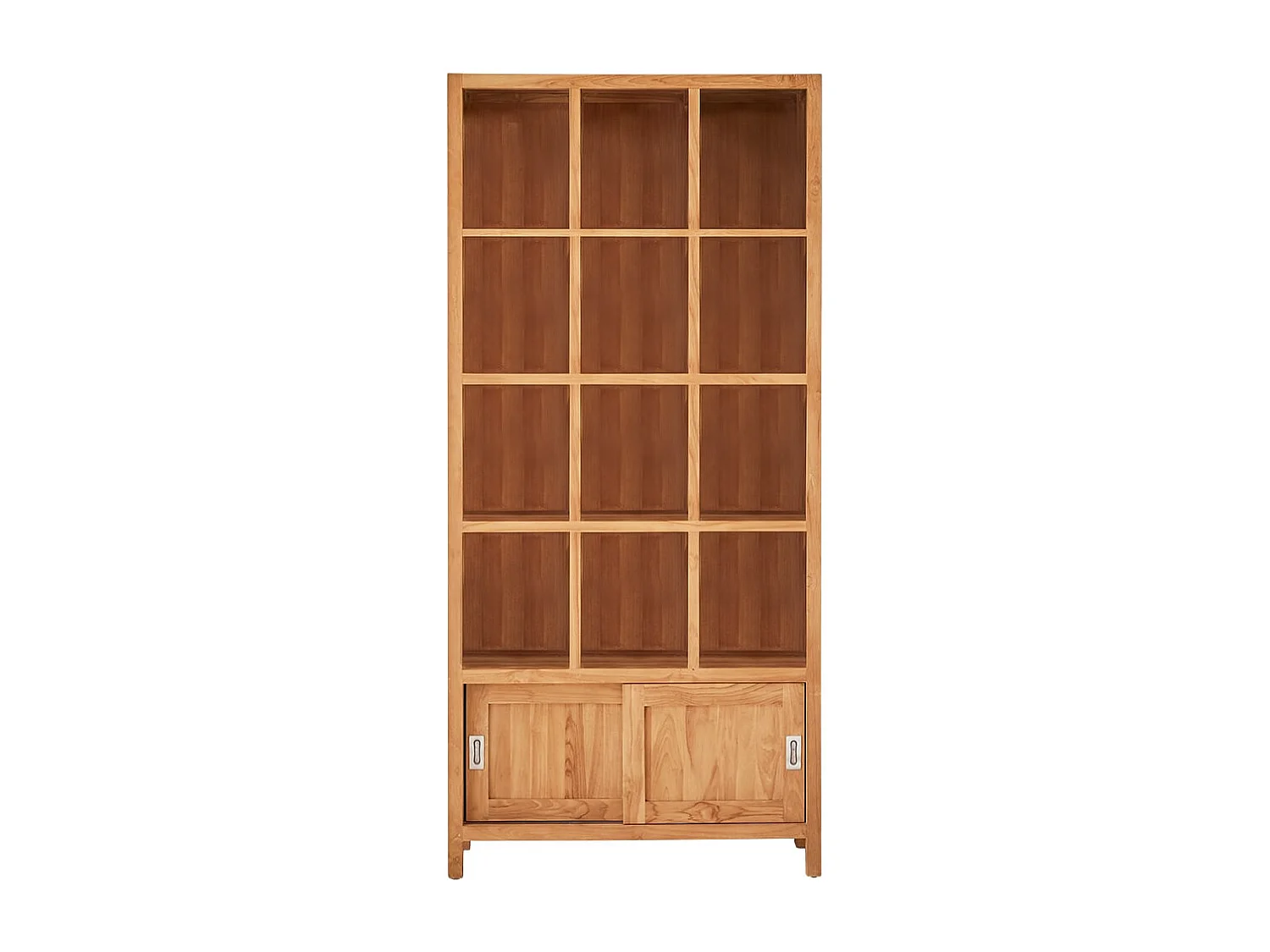 Libreria biblioteca soggiorno studio legno massello teak tek teck scorrevoli