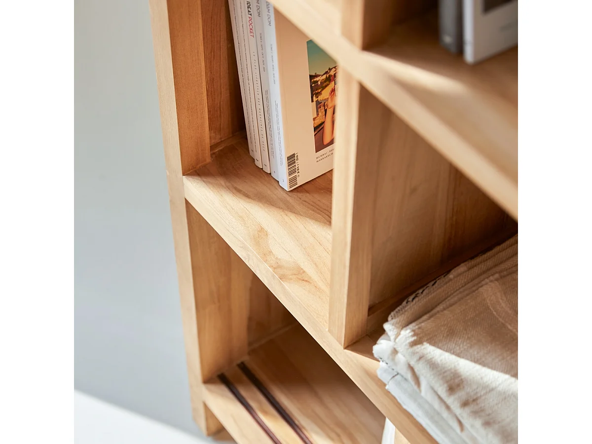 Libreria biblioteca soggiorno studio legno massello teak tek teck scorrevoli