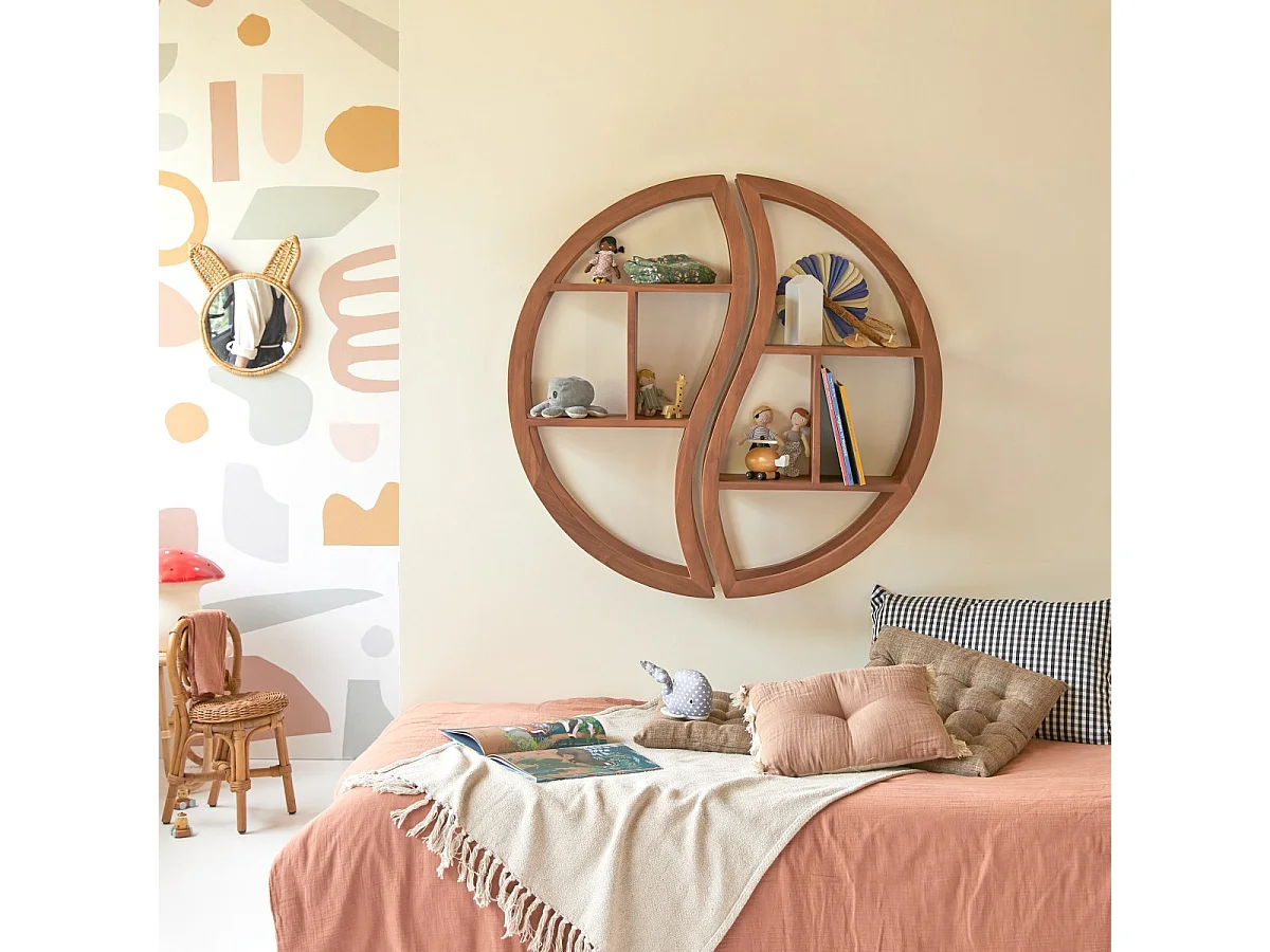Mensola da parete per bambini in legno di teak 100  Ying Yang