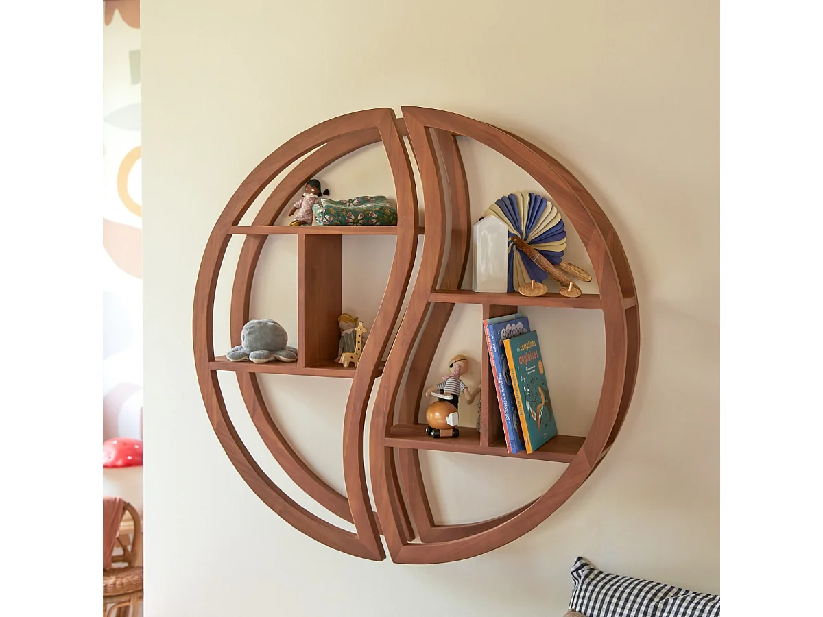 Mensola da parete per bambini in legno di teak 100  Ying Yang