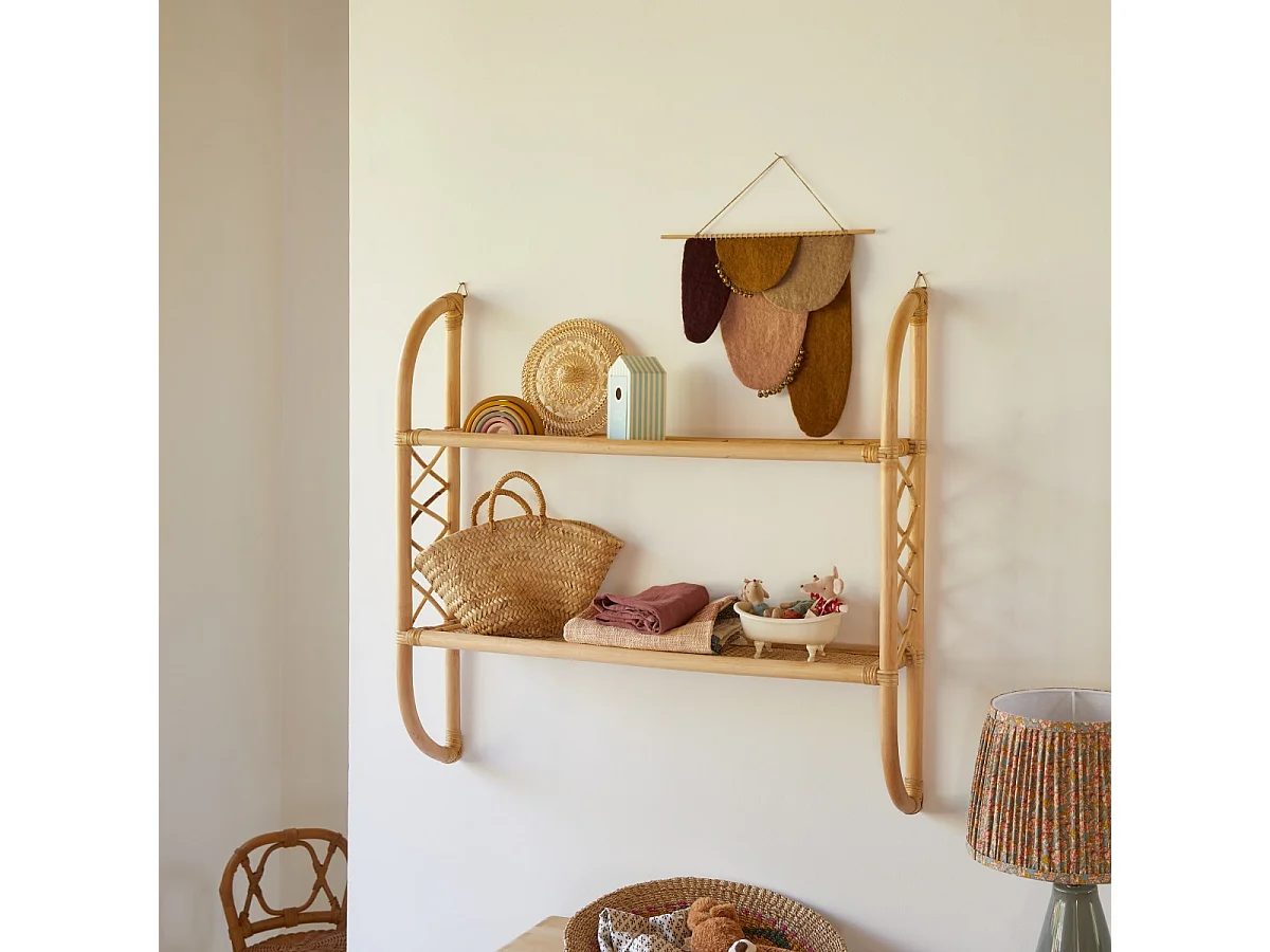 Kinder-Wandregal Marius aus Rattangeflecht