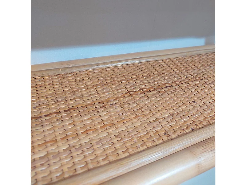 Etagère murale ronde D. 60 cm en rotin naturel 2 tablettes - HAZEL