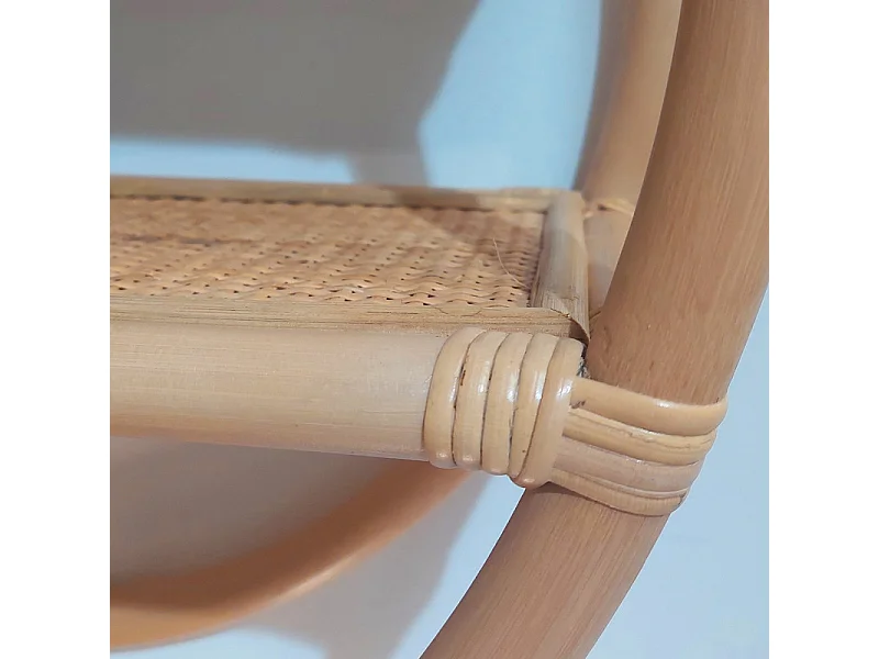 Etagère murale ronde D. 60 cm en rotin naturel 2 tablettes - HAZEL