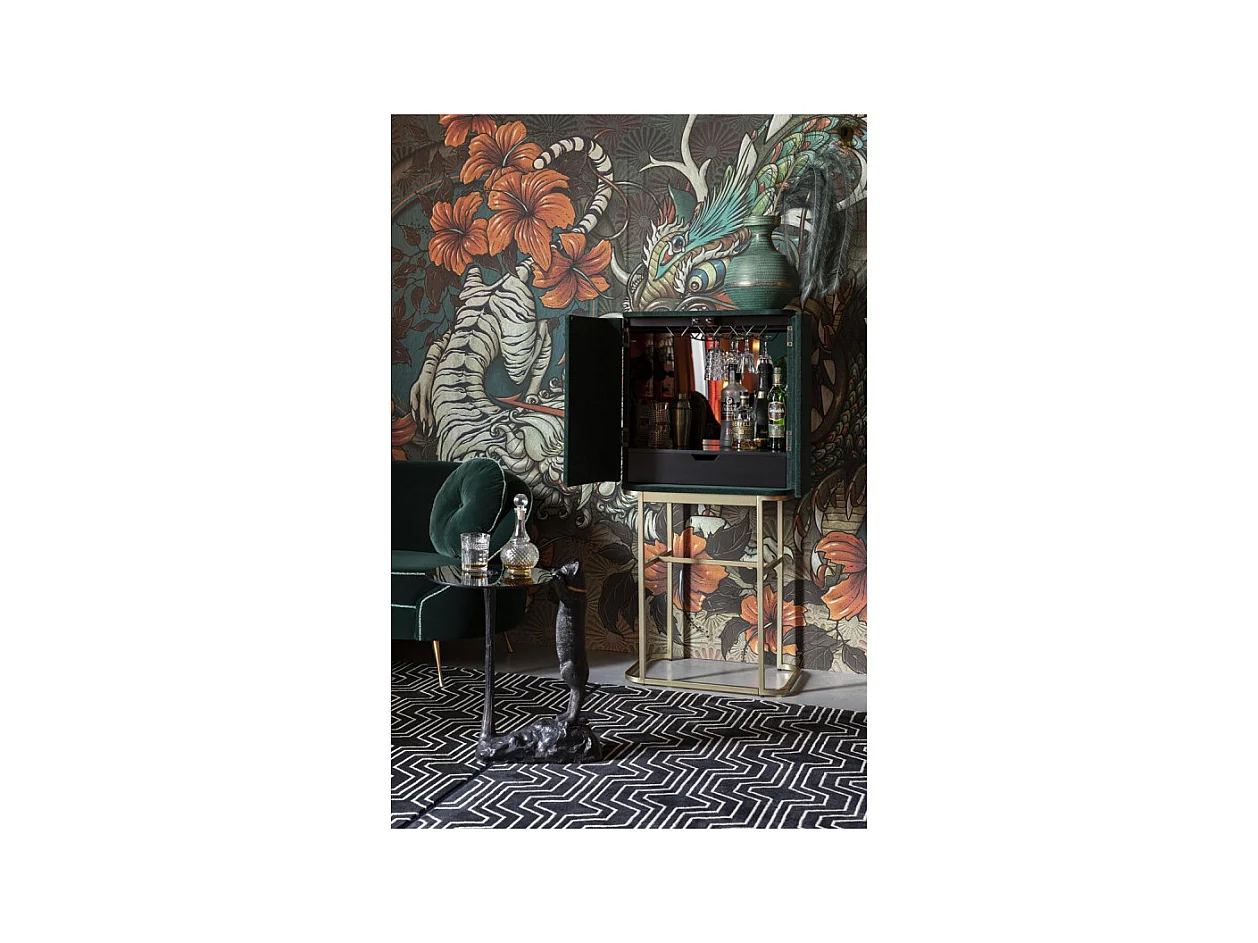 Meuble de bar velours vert Ava Morgana