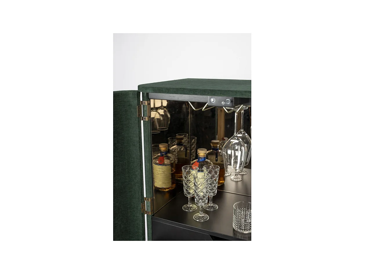 Meuble de bar velours vert Ava Morgana