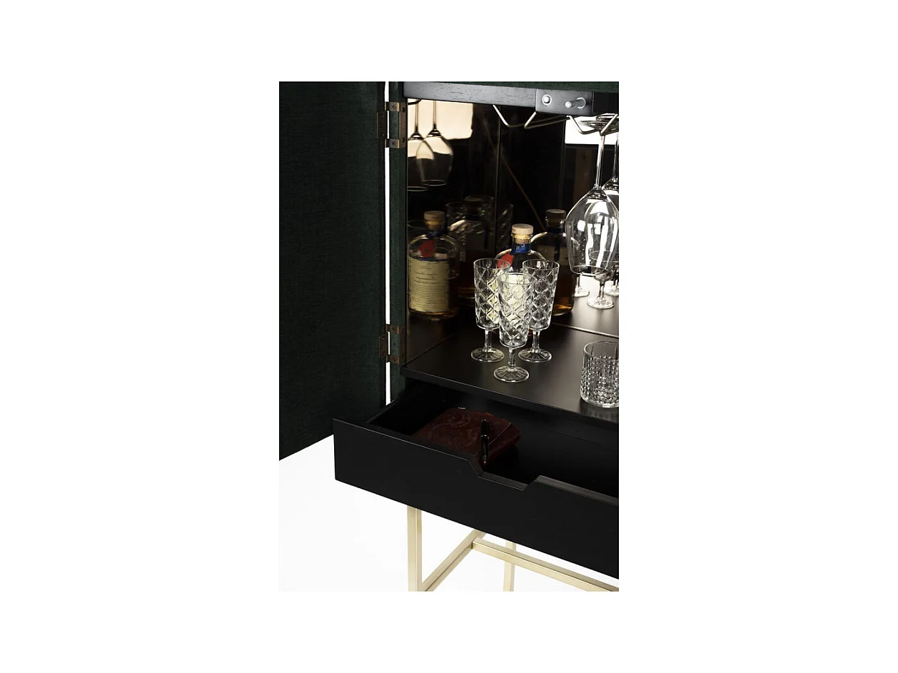 Meuble de bar velours vert Ava Morgana