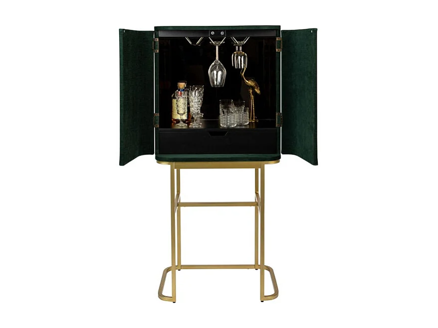 Meuble de bar velours vert Ava Morgana