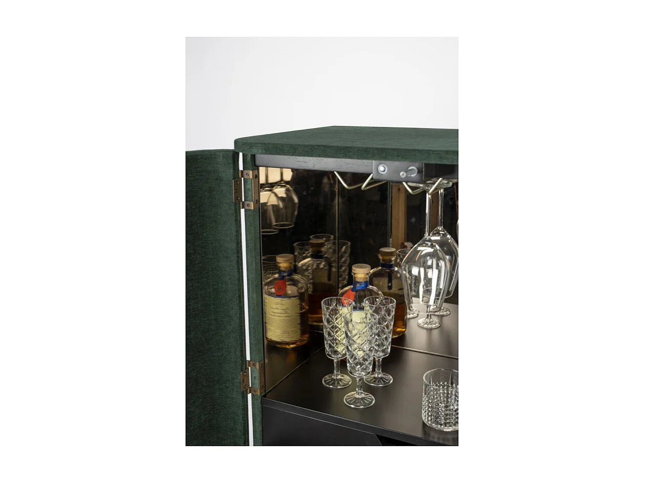 Meuble de bar velours vert Ava Morgana