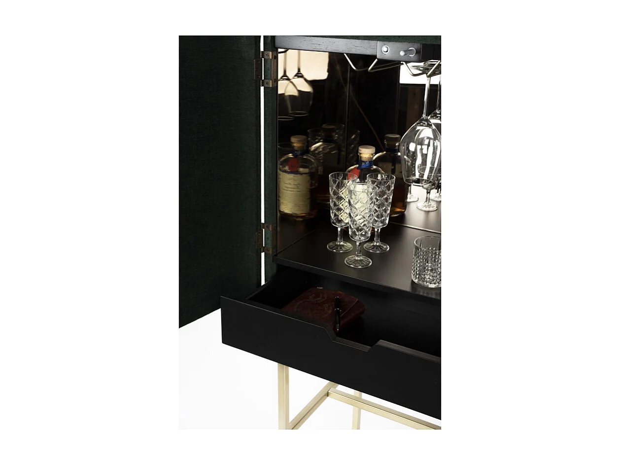 Meuble de bar velours vert Ava Morgana