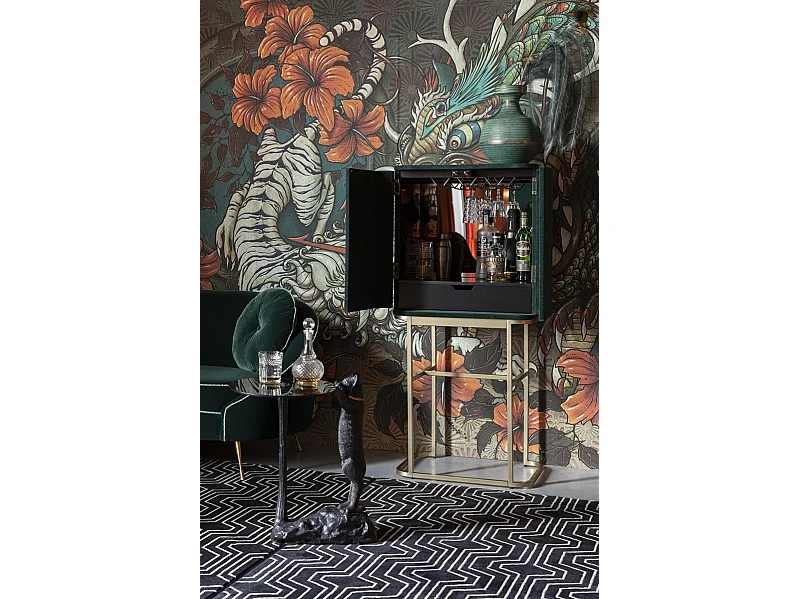 Meuble de bar velours vert Ava Morgana