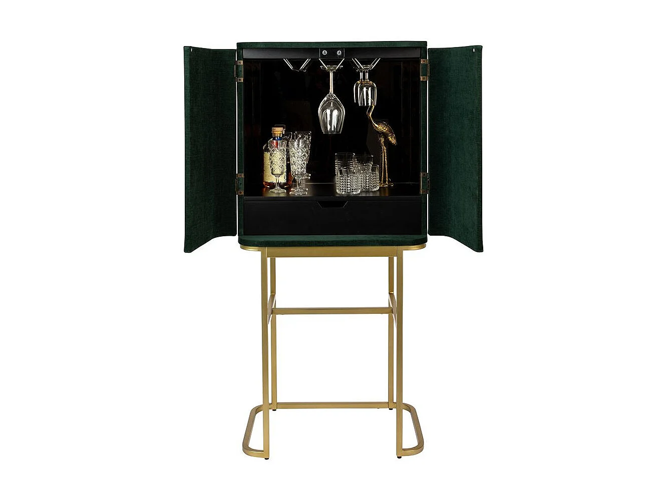 Meuble de bar velours vert Ava Morgana