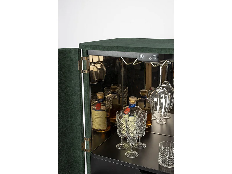 Meuble de bar velours vert Ava Morgana