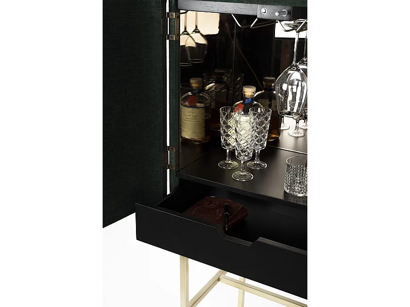 Meuble de bar velours vert Ava Morgana