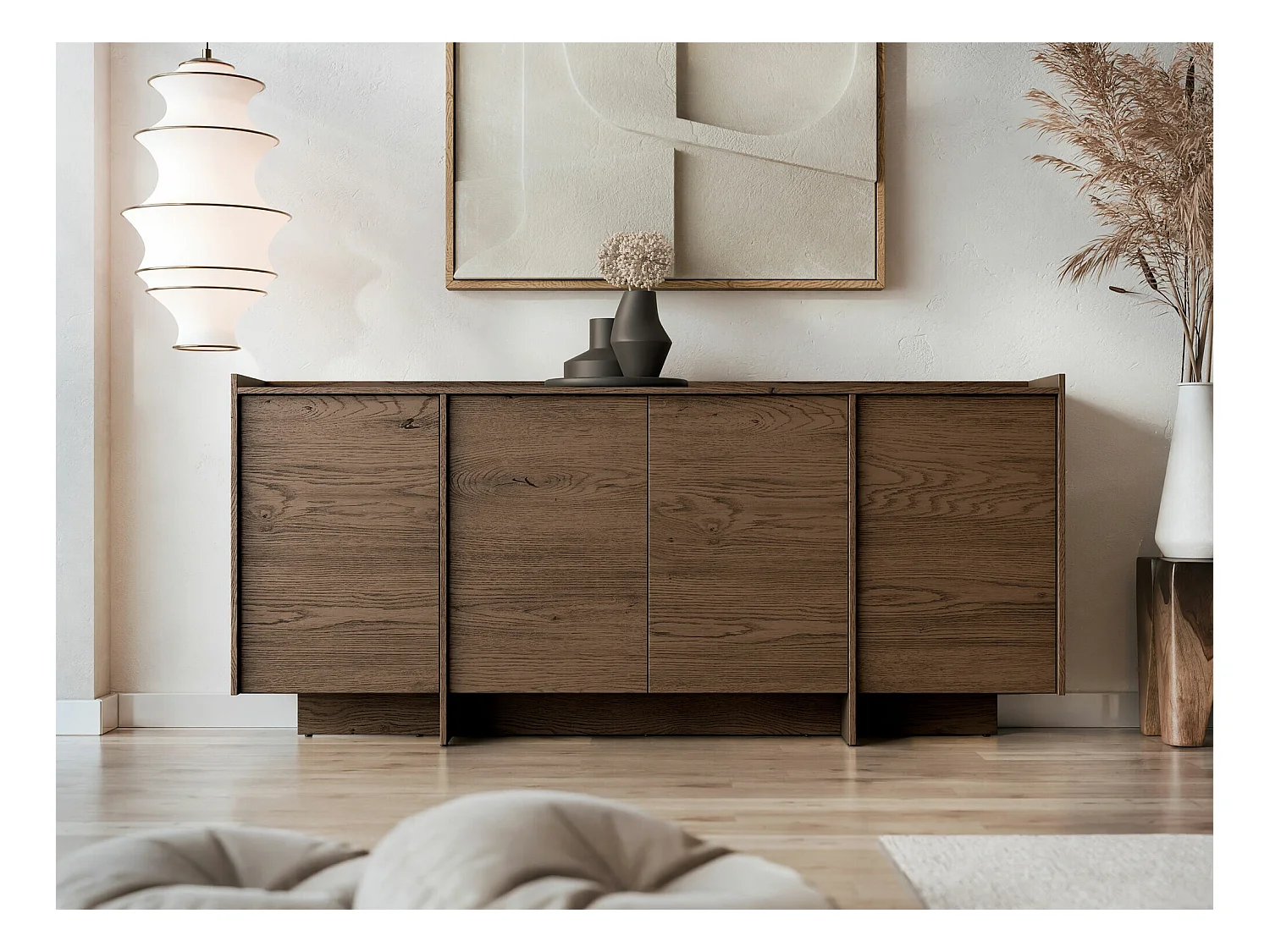 Aparador Parma 104, Roble oscuro, 90x200x38cm, Aglomerado laminado