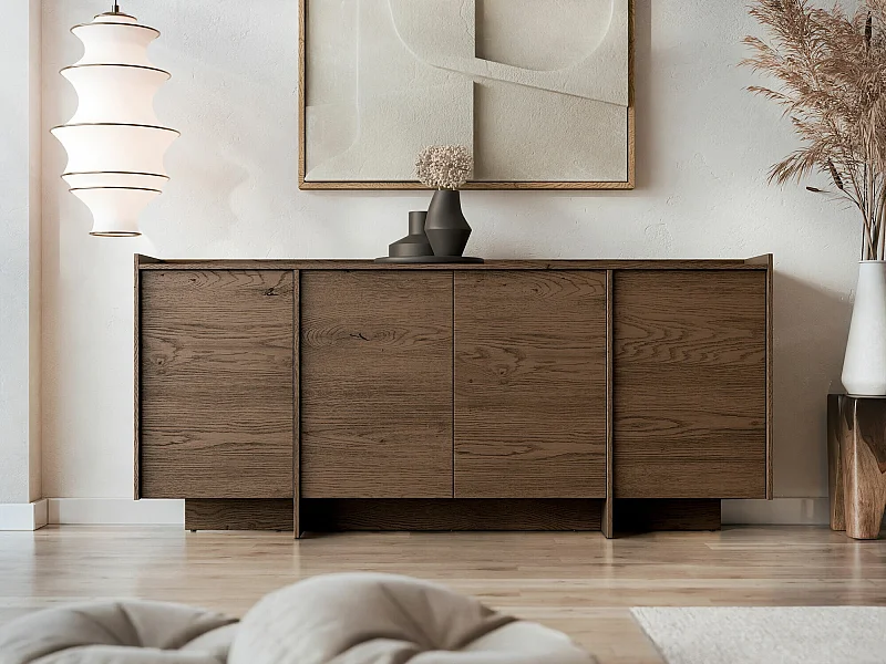 Aparador Parma 104, Roble oscuro, 90x200x38cm, Aglomerado laminado