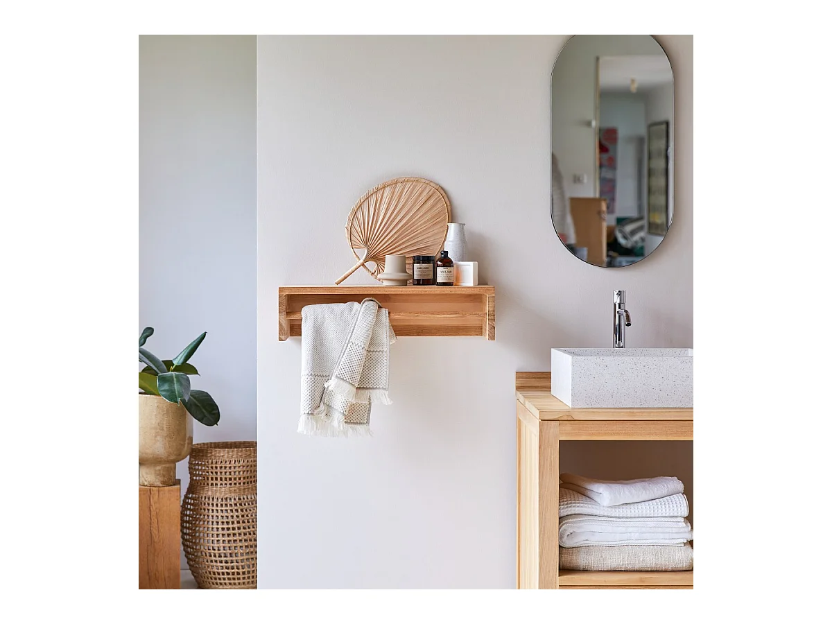 Handtuchhalter Ugo 60 aus natürlichem Teakholz für das Badezimmer