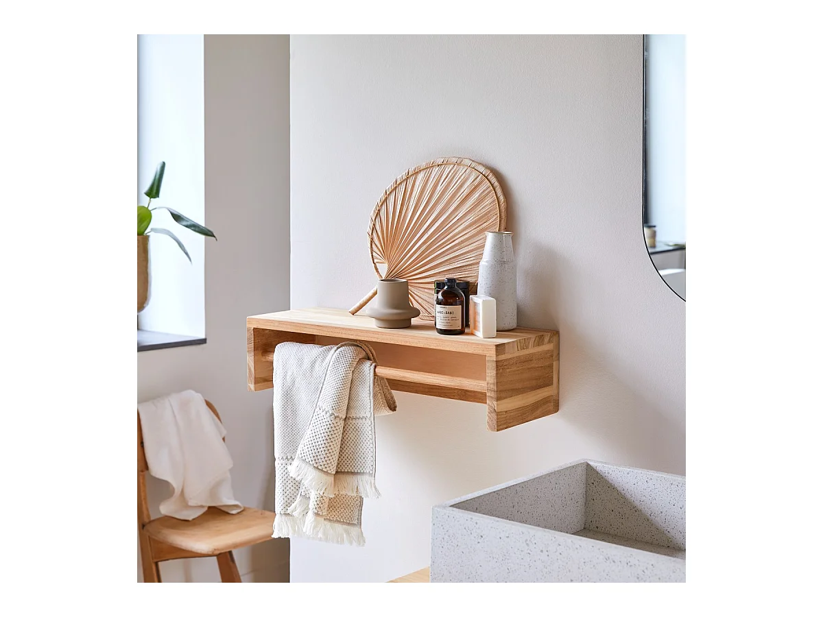 Handtuchhalter Ugo 60 aus natürlichem Teakholz für das Badezimmer
