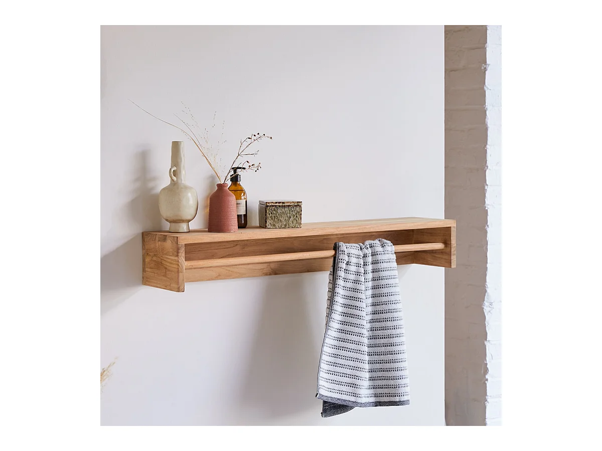 Handtuchhalter Ugo 100 aus natürlichem Teakholz für das Badezimmer