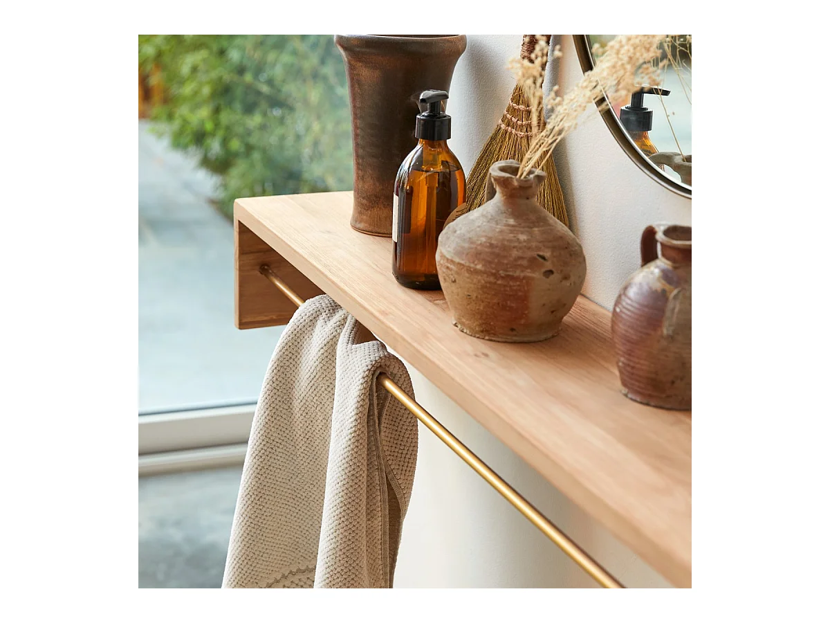Handtuchhalter zur Wandmontage aus massivem Teakholz Sasha 100 cm Tikamoon