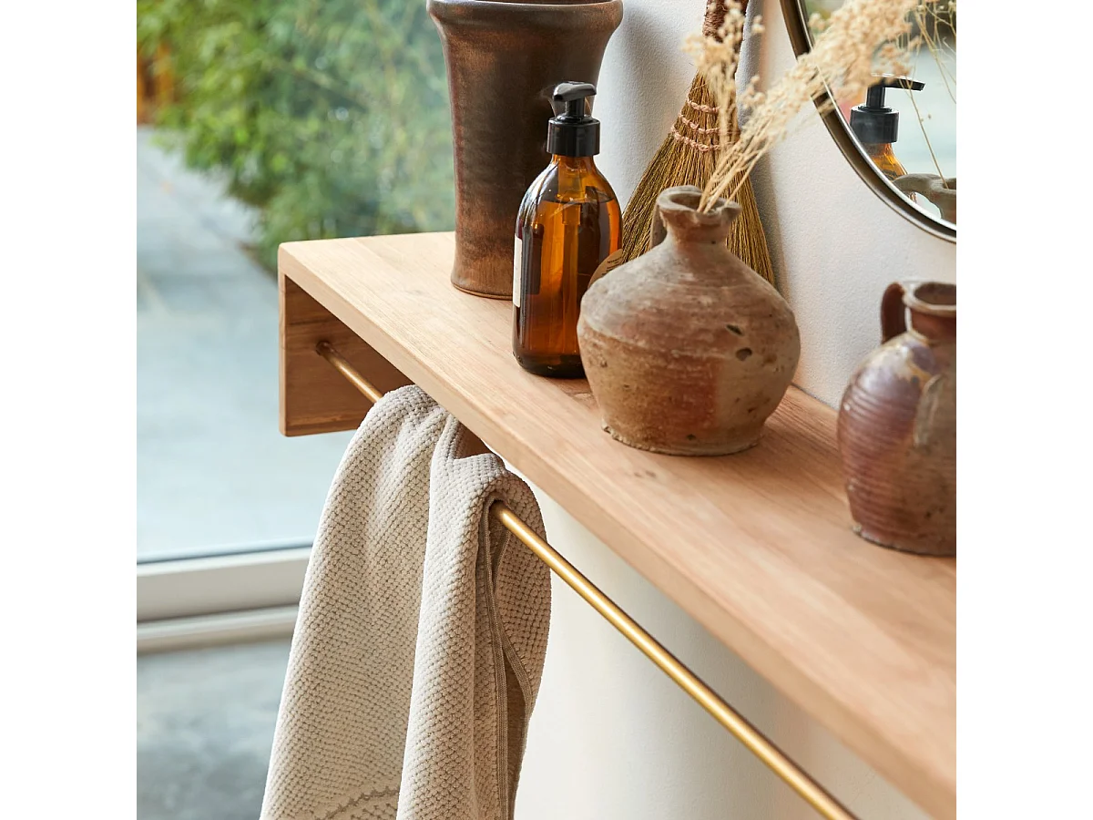Handtuchhalter zur Wandmontage aus massivem Teakholz Sasha 100 cm Tikamoon