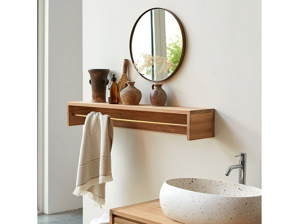 Handtuchhalter zur Wandmontage aus massivem Teakholz Sasha 100 cm Tikamoon