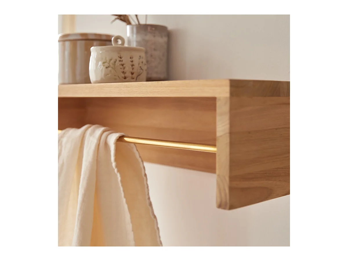 Handtuchhalter Sasha 60 aus natürlichem Teakholz für das Badezimmer