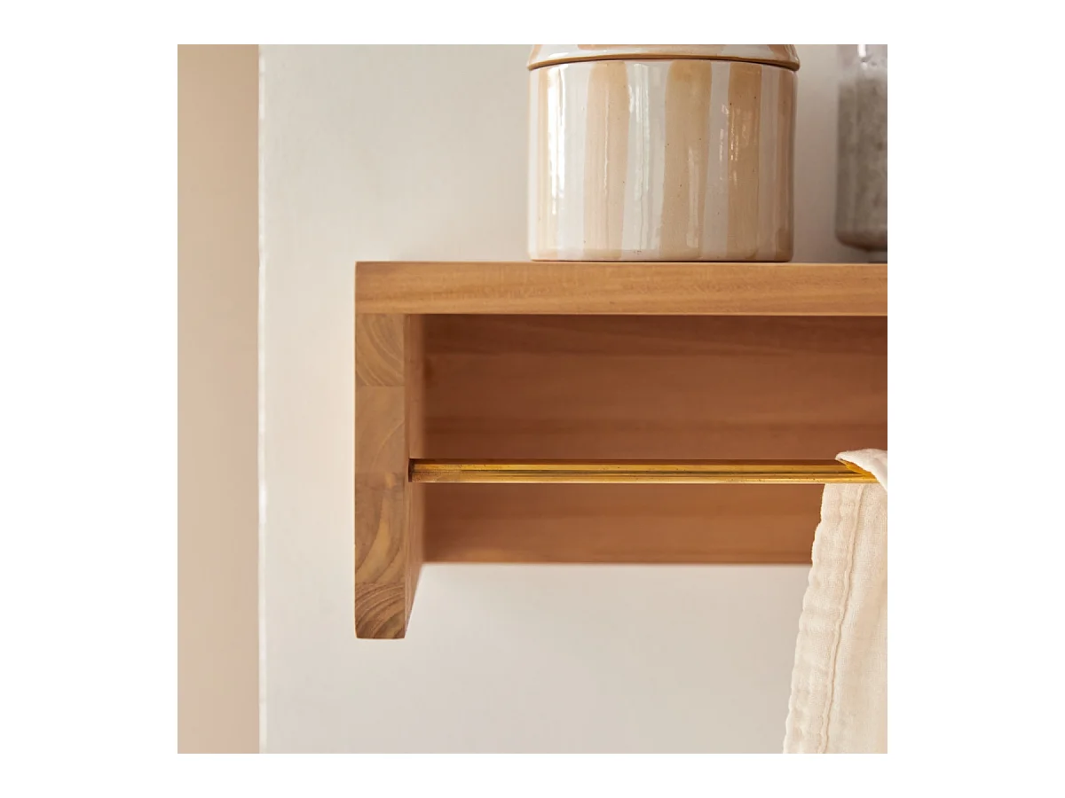 Handtuchhalter Sasha 60 aus natürlichem Teakholz für das Badezimmer