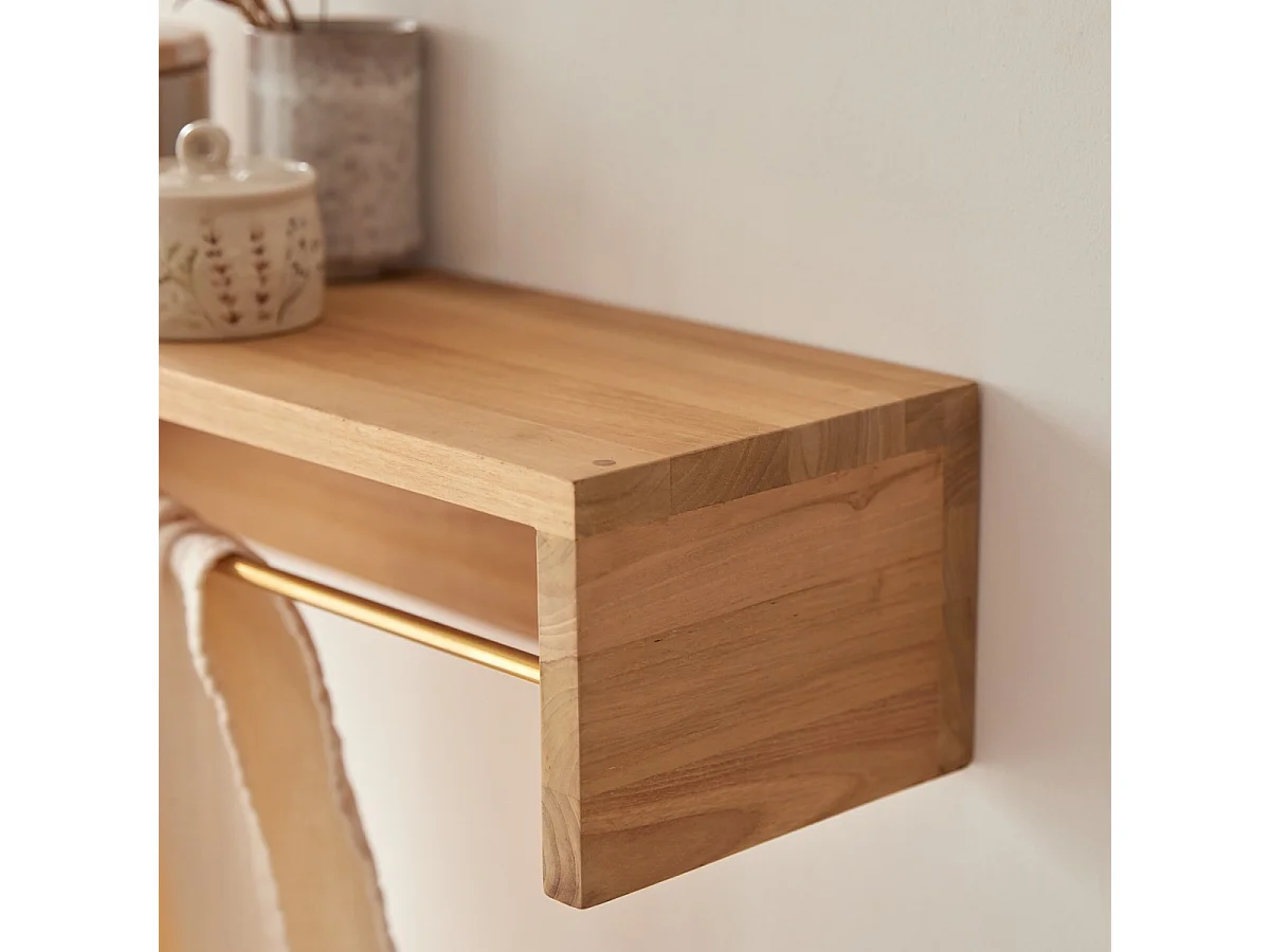 Sasha - Solid teak wall-mounted towel rail 60 cm
