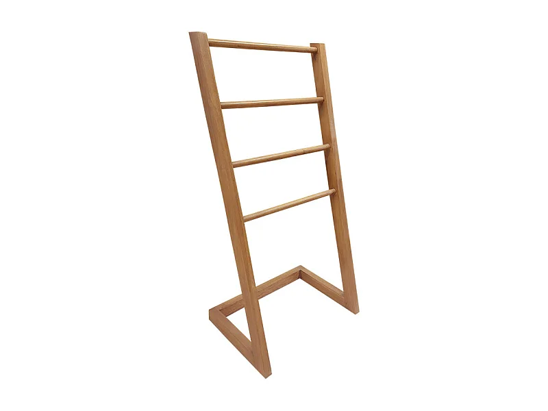 Porte serviettes autoportant H. 100 cm en bois de teck vernis – ANYA