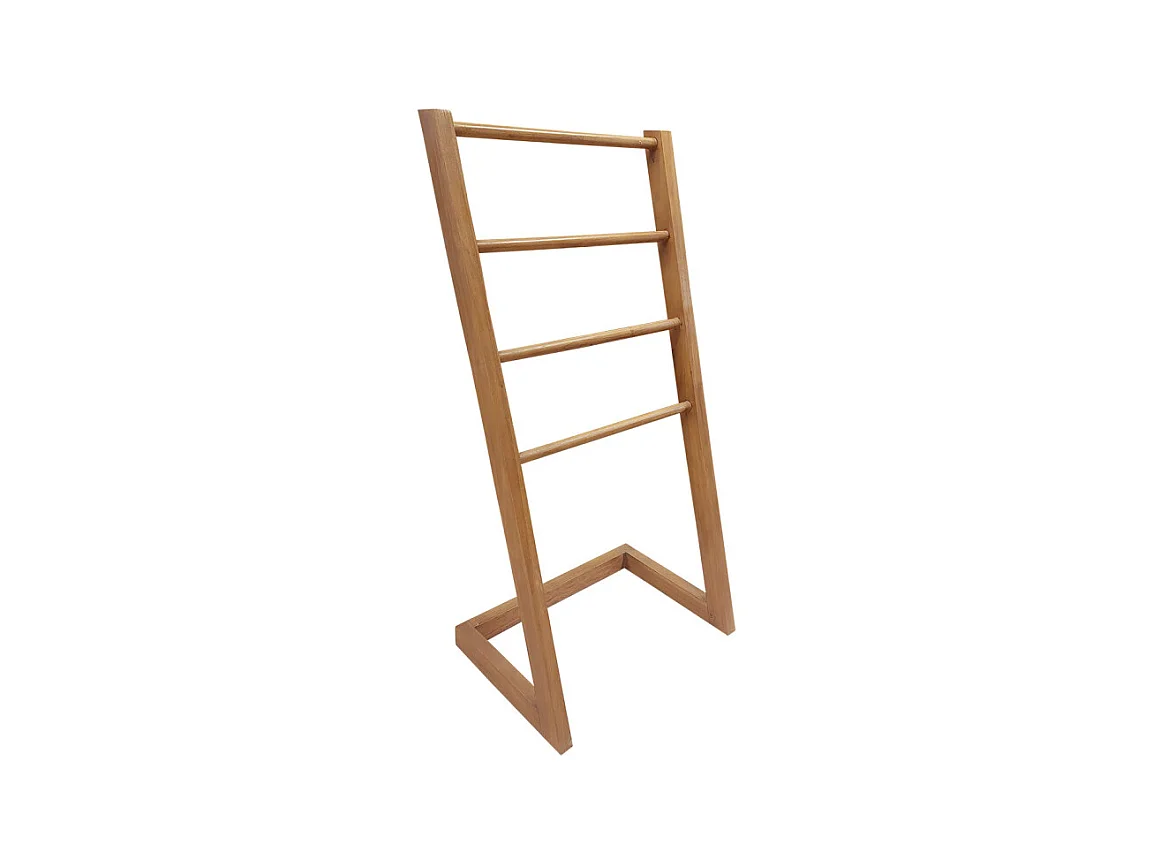Porte serviettes autoportant H. 100 cm en bois de teck vernis – ANYA