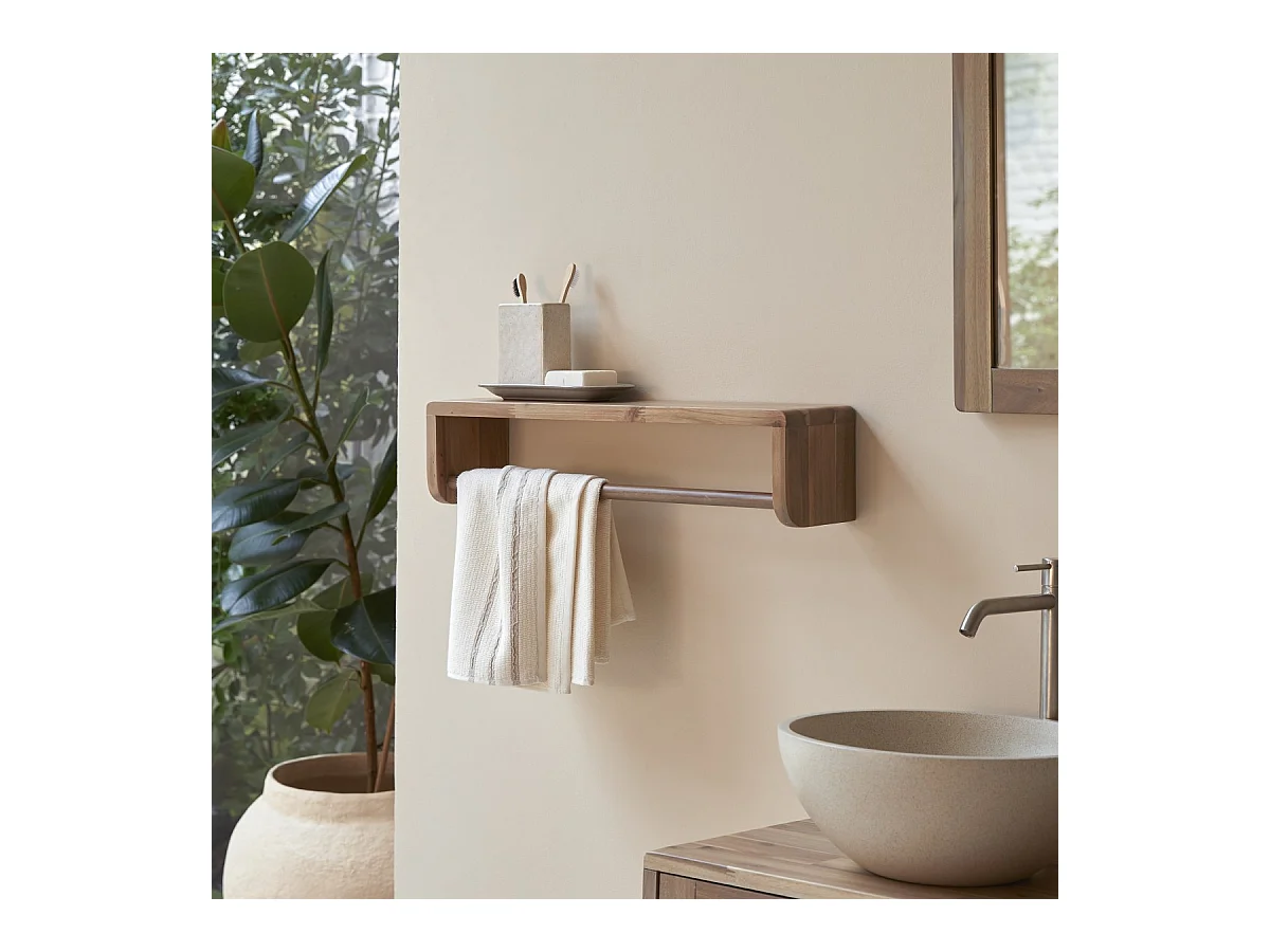 Handtuchhalter aus massivem Akazienholz für das Badezimmer Lila 60