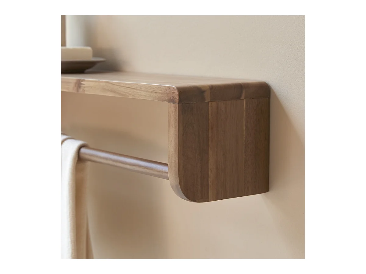 Handtuchhalter aus massivem Akazienholz für das Badezimmer Lila 60