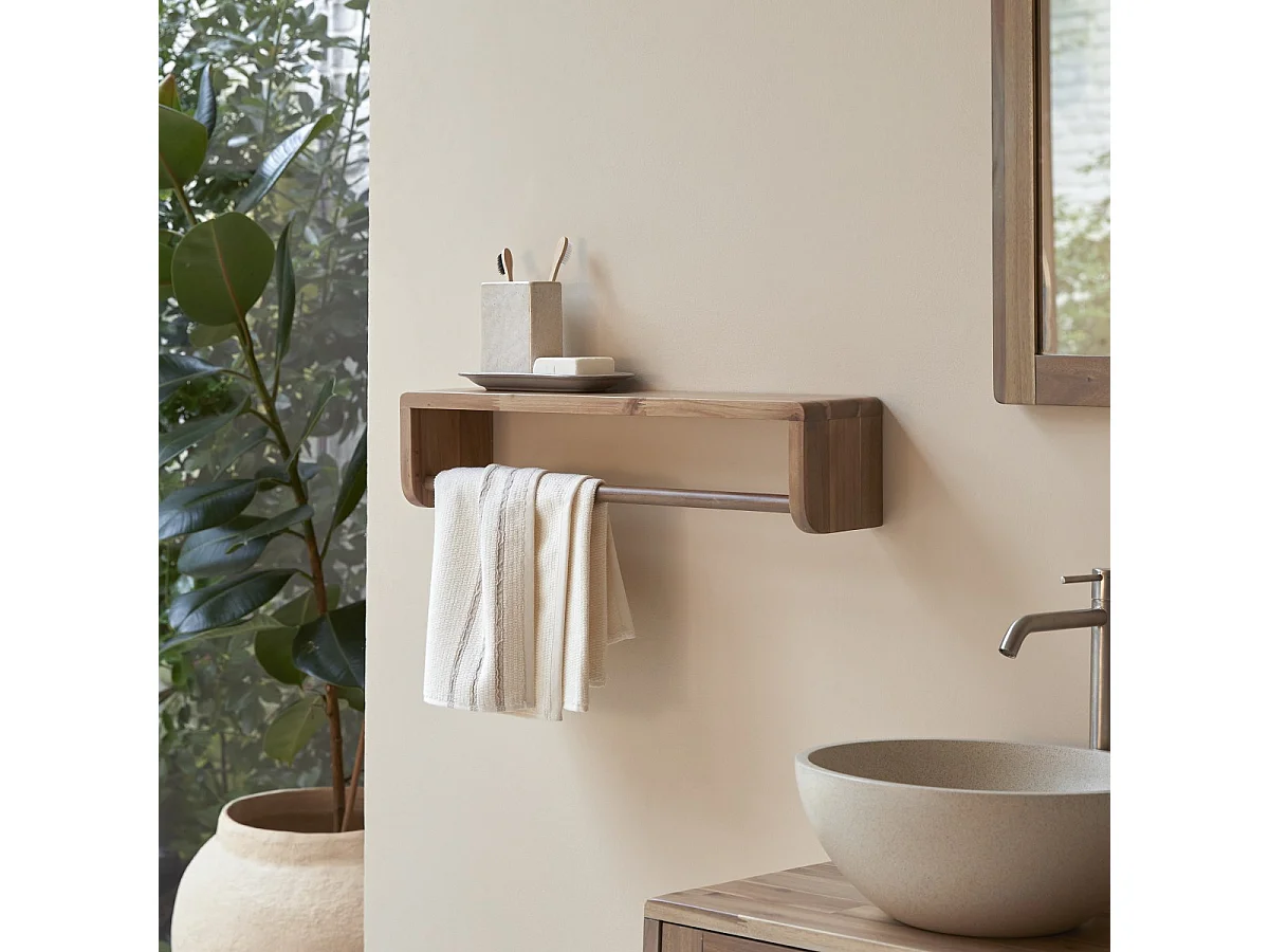 Handtuchhalter aus massivem Akazienholz für das Badezimmer Lila 60