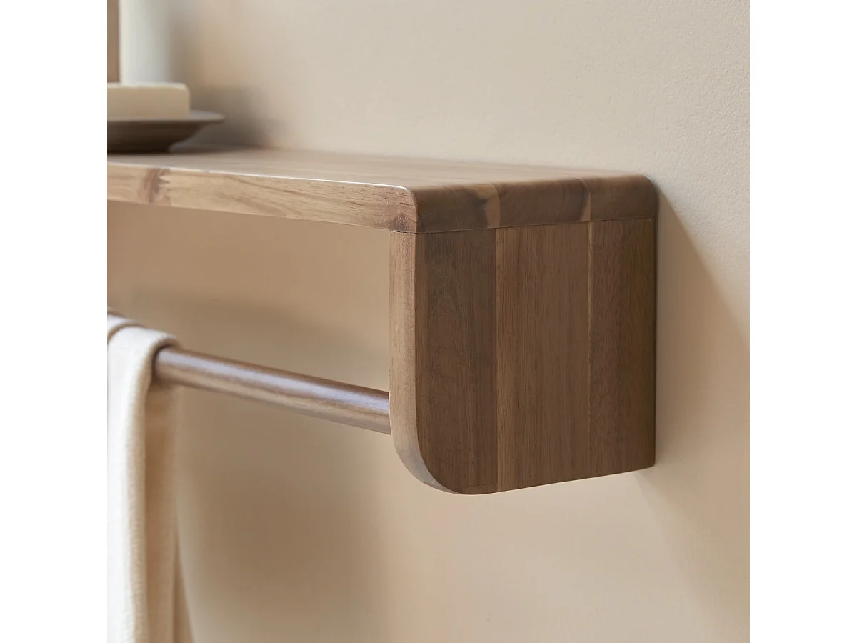 Handtuchhalter aus massivem Akazienholz für das Badezimmer Lila 60