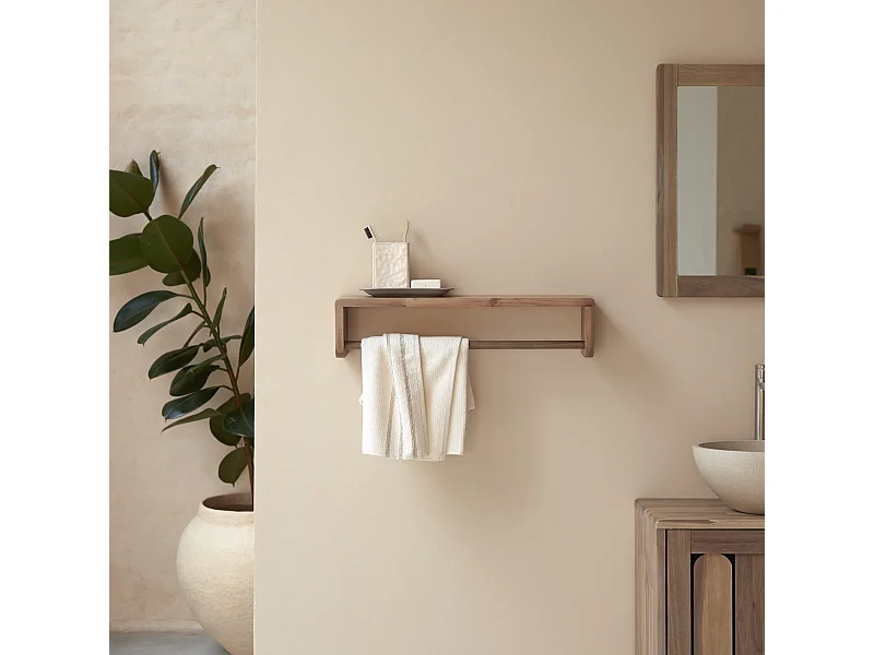 Portasciugamani da bagno in legno massello di acacia Lila 60