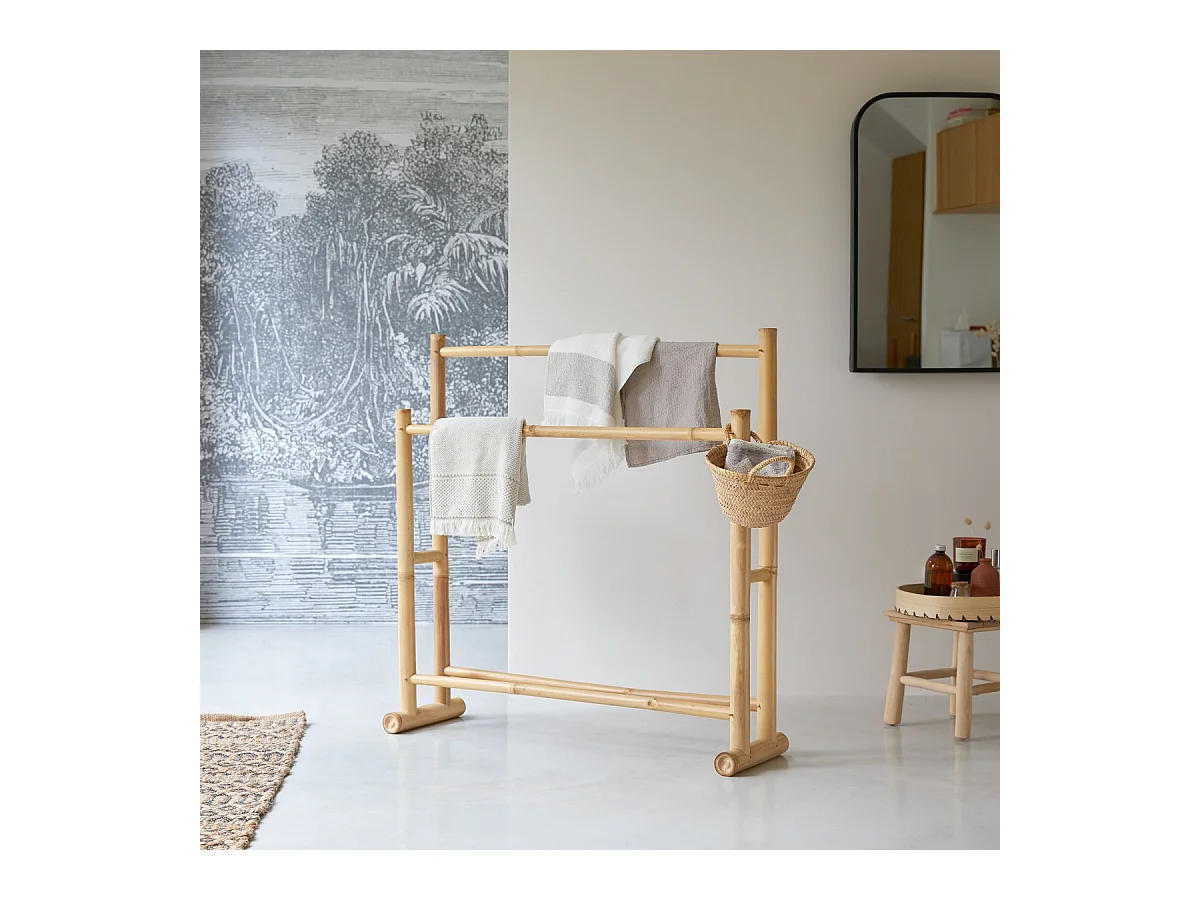 Porta asciugamani in bambù Balyss accessorio bagno