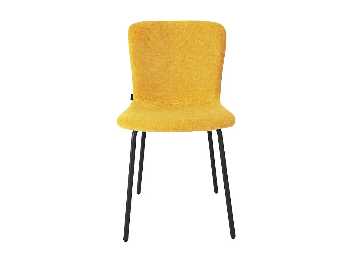 Lot de 4 chaises de repas en tissu jaune et pieds métal noir – ASTRID