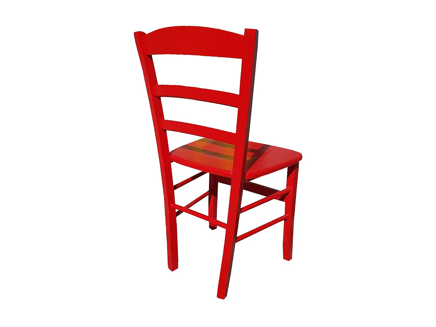 Sedia paesana rossa seduta massello