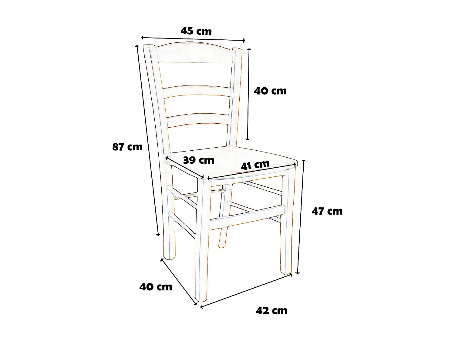Sedia paesana rossa seduta massello