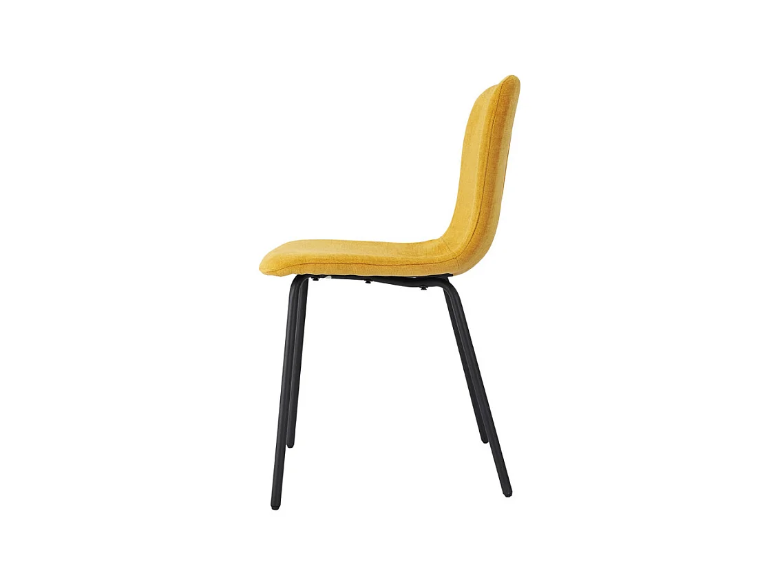 Lot de 2 chaises de repas en tissu jaune et pieds métal noir – ASTRID