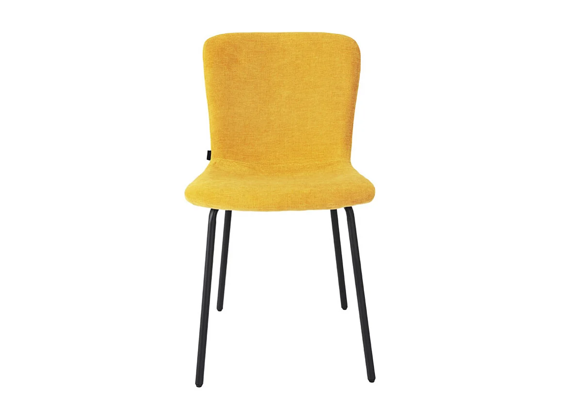 Lot de 2 chaises de repas en tissu jaune et pieds métal noir – ASTRID