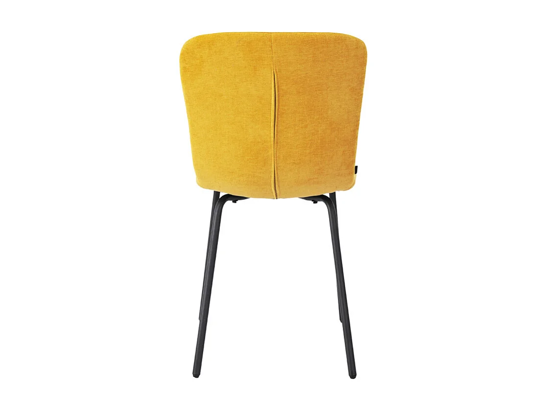 Lot de 2 chaises de repas en tissu jaune et pieds métal noir – ASTRID