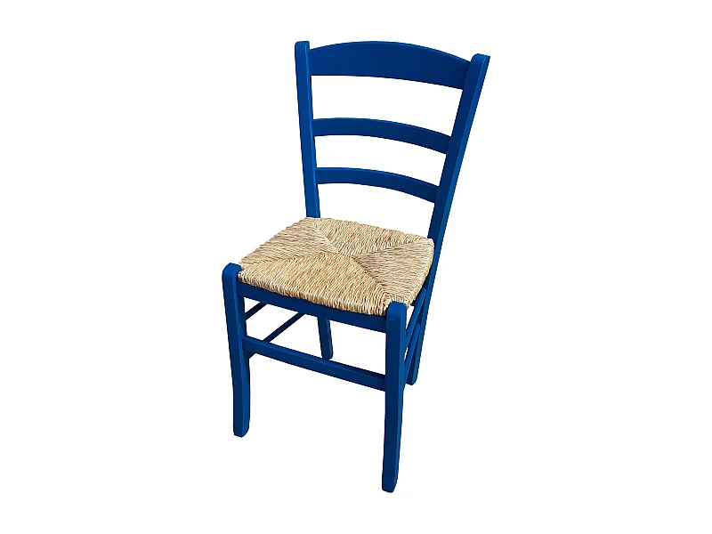 Sedia paesana paglia anilina azzurro